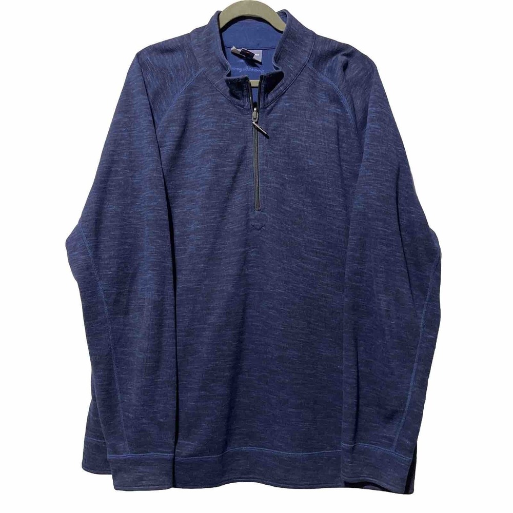 Tommy Bahama Pullover Men's XXL Blue Mock‎ Neck Reversible Sweater Golf Outdoor